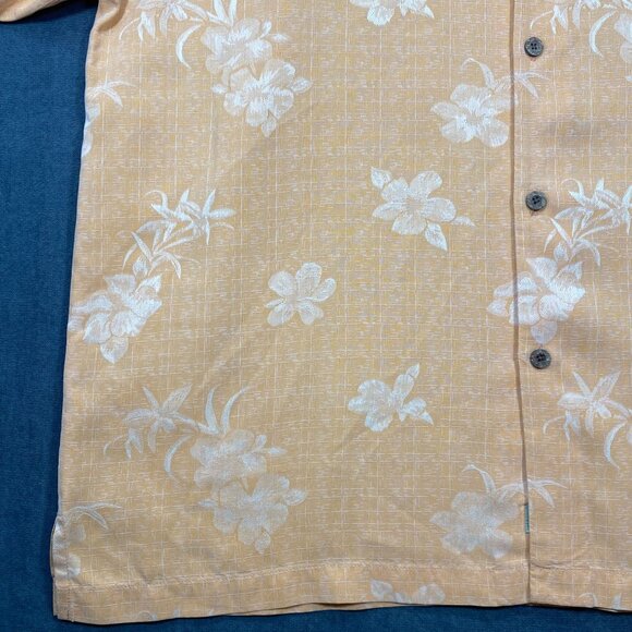 Tommy Bahama Mens XL Original Fit Orange Floral 100% Silk Button up Shirt Summer - Picture 8 of 13